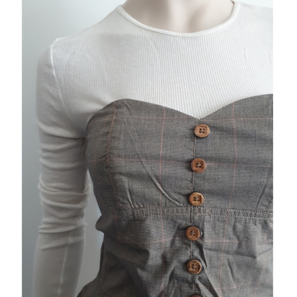 Plaid Peplum Bustier Top - Picture 4 of 16